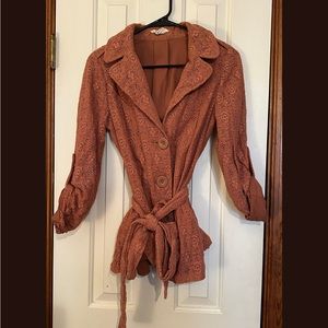 button up jacket with lace fabric